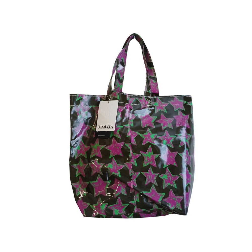 CONSUELA- Willow Grab n Go Basic Tote Bag- Purple Green Starts NWT